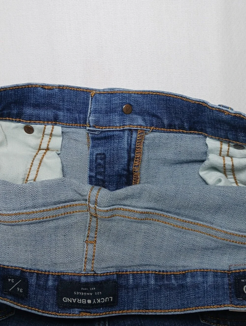 Lucky Brand 410 Mens Athletic Slim Fit Jeans 36X34 Dark Blue Stretch Denim